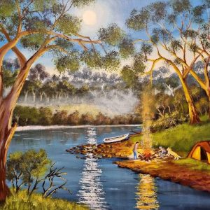 After sunset camping outback Australia NOT print hand painted Josephine Robinson