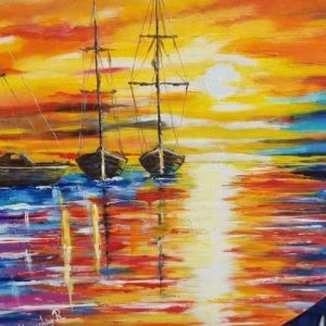 Hand painted sunset beach NOT print Josephine Robinson