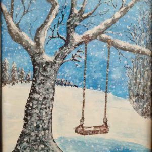 Majestic Winter Tree hand painted by artist Josephine hand painted NOT print