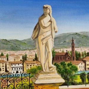 Hercules and Flora Villa Bardini Gardens,  acrylics on canvas board 10x12 inches